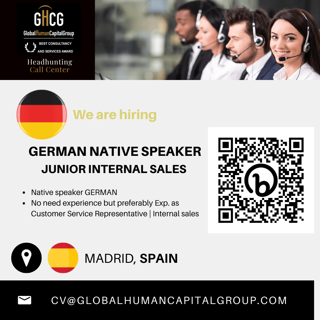 Inscríbete a la oferta de trabajo de Junior Inside Sales con alemán nativo en una multinacional del sector IT con sede en Madrid
